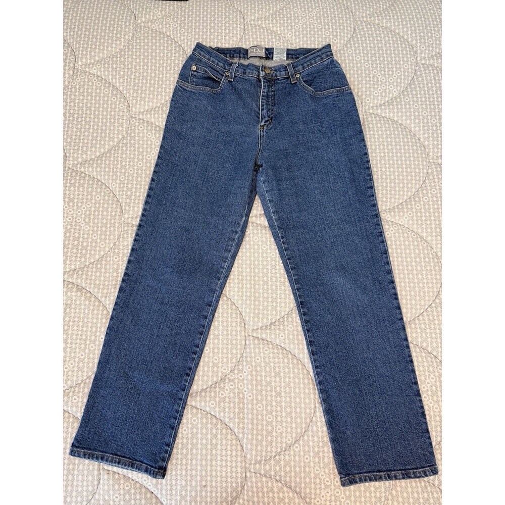 FDJ French Dressing Jeans Women's 12P Blue Stretch Denim Straight Leg Petite